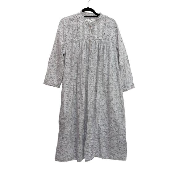 Eileen West Flannel Nightgown Size Medium Pajama Dress Long Sleeve Cottage - Picture 1 of 7